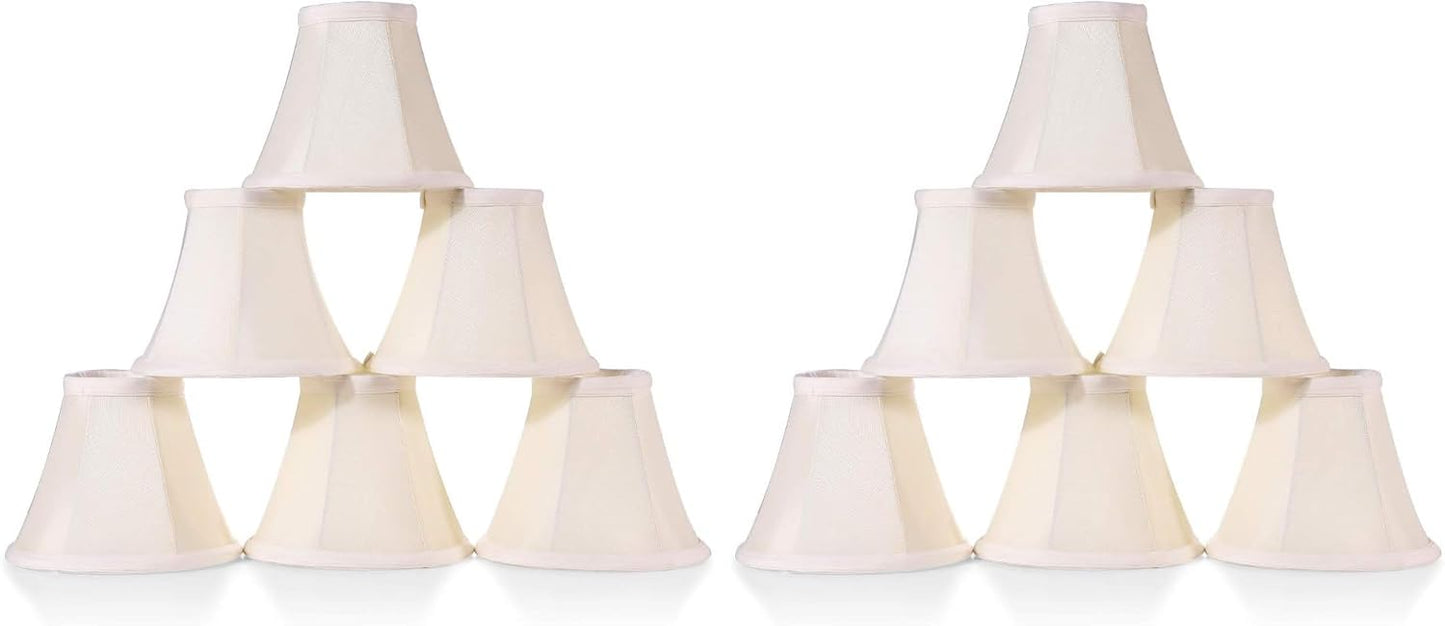Wellmet Chandelier Shades, ONLY FOR CANDELABRA BULBS, Clip-on Fitter Lamp Shades, 3" X 6" X 5", 6 pcs Set (Pack of 2)
