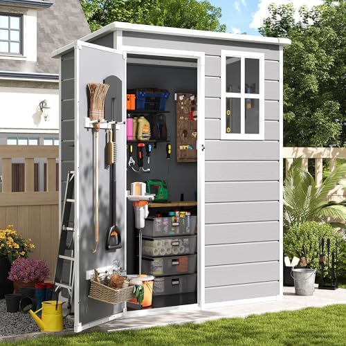 amopatio outdoor storage shed with floor, 5x3 ft, main product view