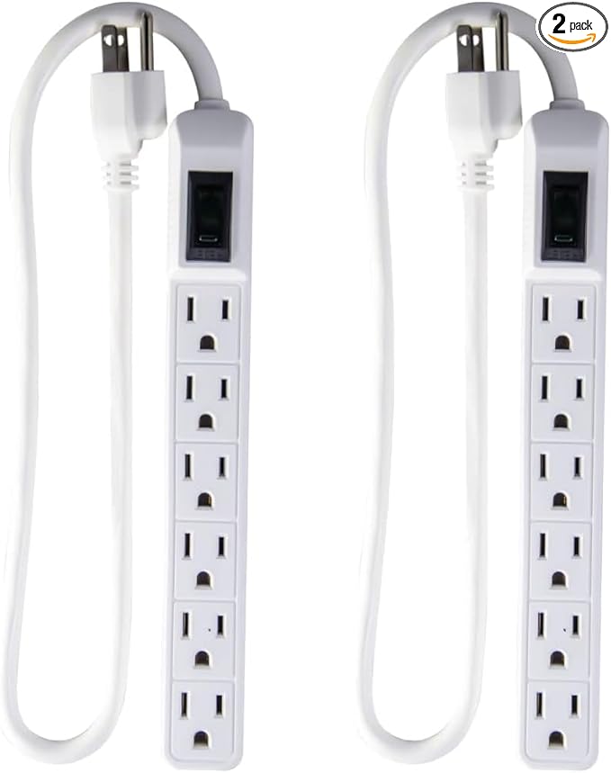 GoGreen Power Inc. 6 Outlet Surge Protector, 2FT Cord, 2 Pack by Unknown