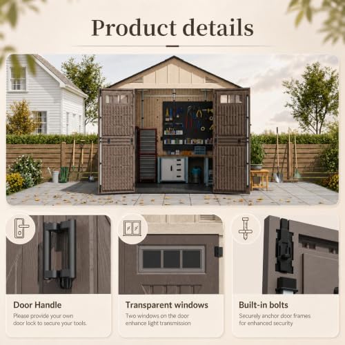 airwire 8x10 ft resin storage shed beige, close-up detail