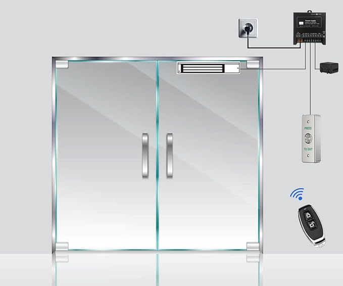 Door Access Control System Inswinging 600lbs Magnetic Lock Kit Build-in Alarm - Image 2