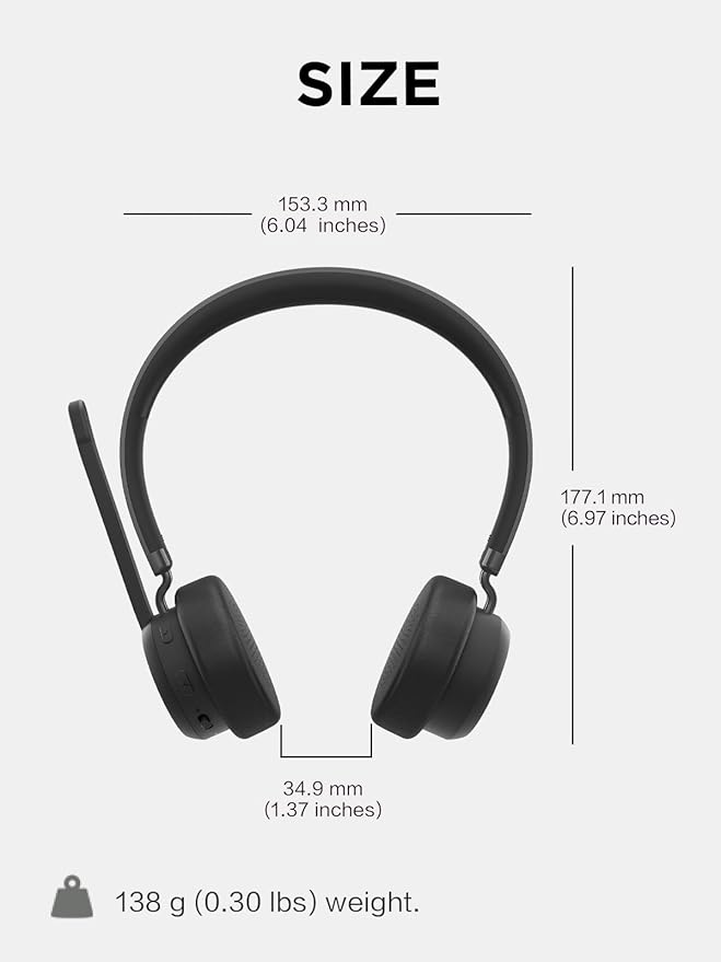 Lenovo Wireless Stereo Headset, Noise Cancelling Mic, 31-Hour Talk & 60-Hour - Image 9