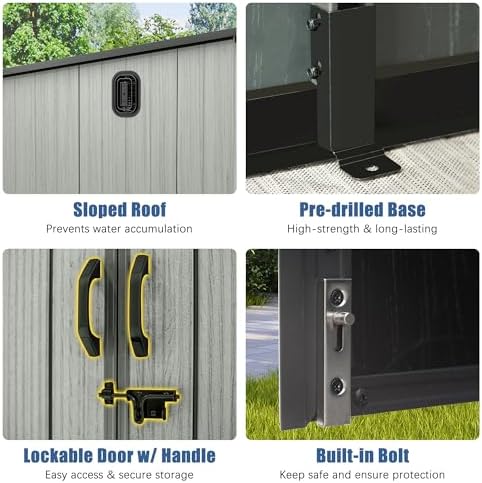 domi 6x11ft outdoor storage shed with double lockable, package contents