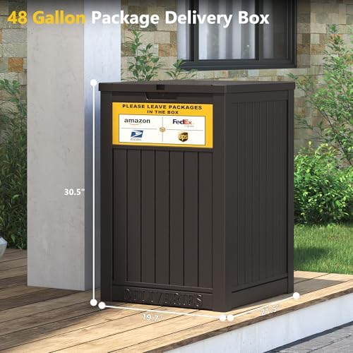 lhbgo package delivery box for outside with sign, close-up detail