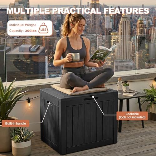 efu outdoor storage box 42 gallon deck box showing dimensions