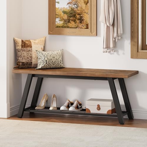 oastreeful storage bench industrial rustic wooden and metal on a desk or shelf