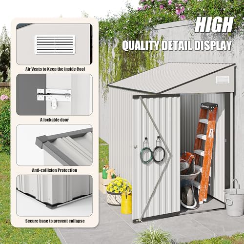 yopto 4×8 ft outdoor metal storage shed,heavy-duty lean on a desk or shelf