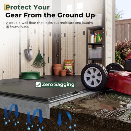 resin shed 8x6 ft outdoor storage shed with, front angle view