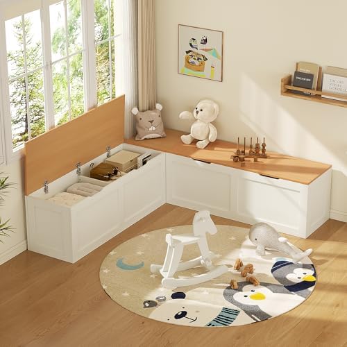 l shaped bench with storage, 63" breakfast nook, side view
