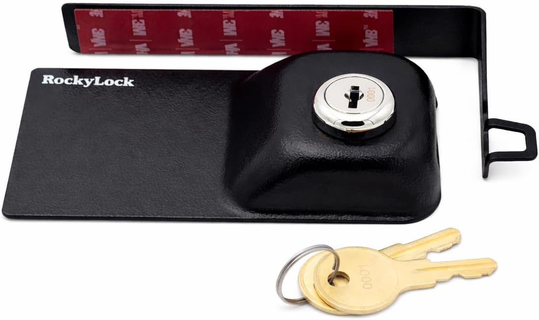 Child Proof Fridge Lock with Keys | 100% Metal, No Drill | Baby Proof Refrigerator Lock for Toddlers | 400 lbf (1 Pack, Black)