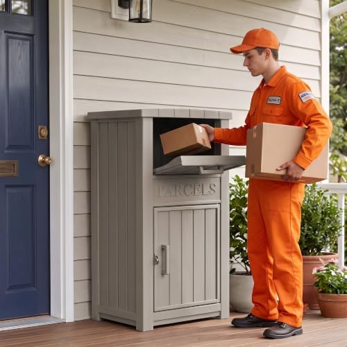 package delivery boxes for outside, 120 gallon outdoor on a desk or shelf