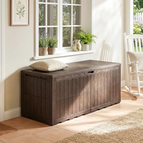 tangkula 180 gallon outdoor storage box with lockable, view 9