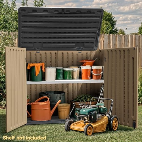 dwvo 35 cu ft outdoor horizontal storage shed shown in use