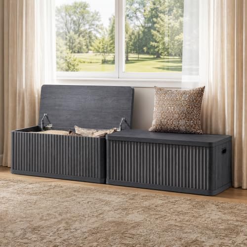 sicotas storage bench 80.4" wide shoe bench with, front angle view