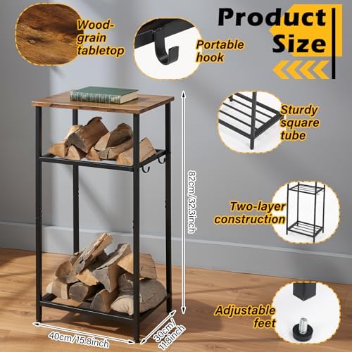 2-tier 32 inch firewood rack log holder indoor shown in use