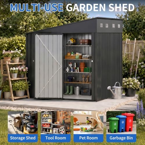 6x8 ft outdoor storage shed, metal garden shed, package contents