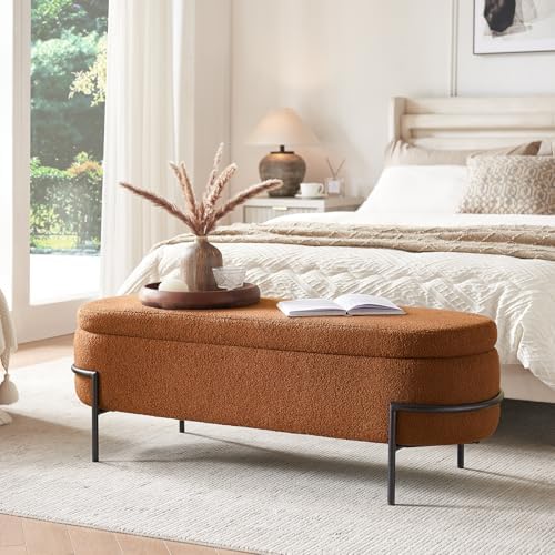 fivewillowise 52 inch sherpa storage ottoman bench,end of on a desk or shelf