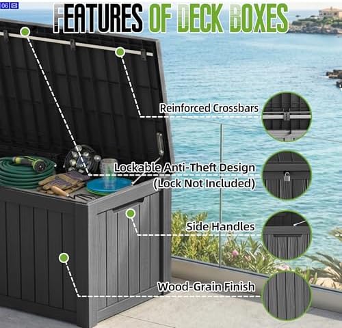 150 gallon outdoor storage deck box waterproof resin, package contents
