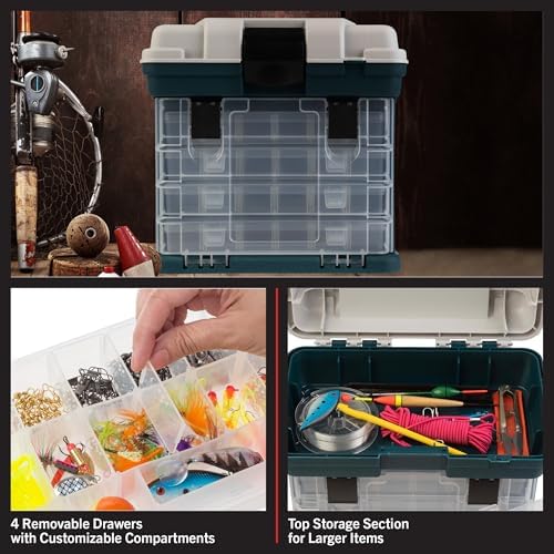 stalwart portable tool box small parts organizer, gray shown in use