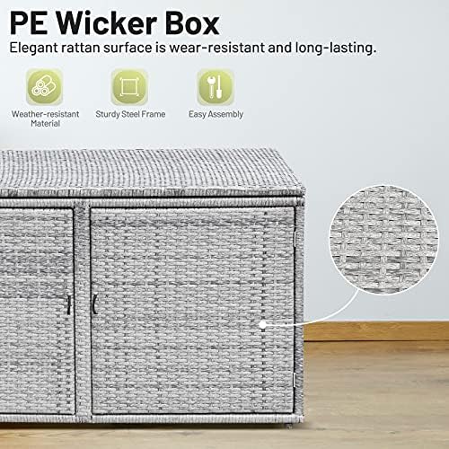 giantex rattan deck box outdoor&indoor 88 gallon wicker on a desk or shelf