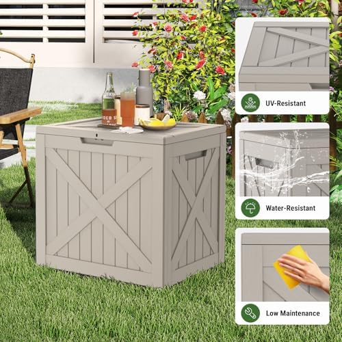 mars villa deck box, waterproof outdoor storage box showing dimensions