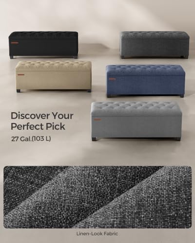 songmics storage ottoman bench, foot rest with legs on a desk or shelf