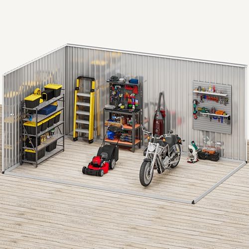 dwvo 12x8 ft outdoor storage shed, metal w/lock, package contents