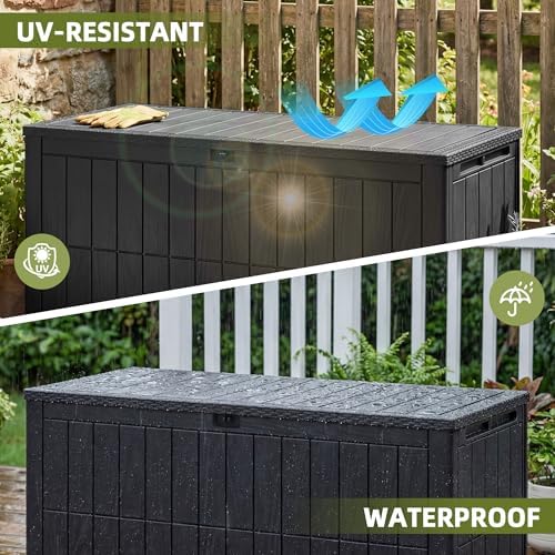 120 gallon deck box outdoor storage box storage, side view