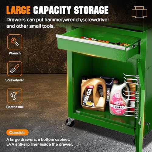 oakcloud heavy-duty 5-drawer rolling tool chest & cabinet, front angle view