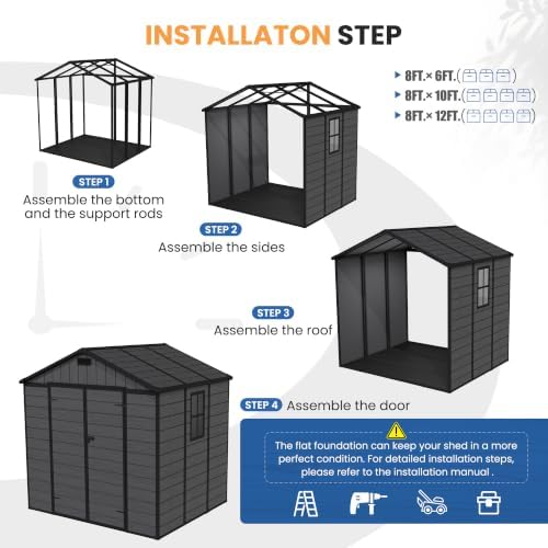 amopatio 8x6 ft resin shed, outdoor storage shed on a desk or shelf