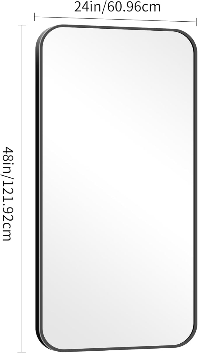 24" x 48"Bathroom Mirror, Matte Black Wall Mirror - Image 6