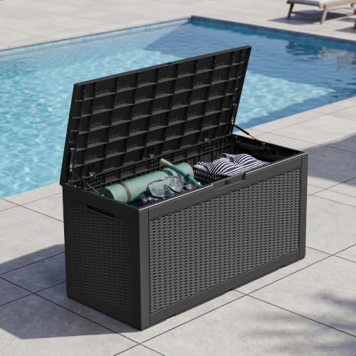 outdoor storage box waterproof, 100 gallon deck box, package contents