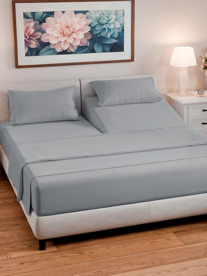 Split Head King Sheet Set – 4 Piece Flex Split Top King Sheets - Image 2