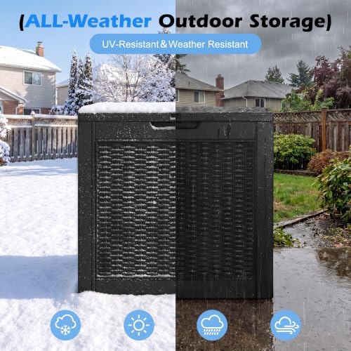 35 gallon outdoor storage box waterproof deck box, side view