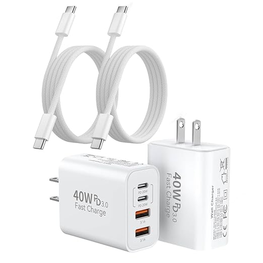 2Pack iPhone 17/16/15 Pro Max USB C to C Woven Cable Cord, PD 40W Type C Apple by Dazana