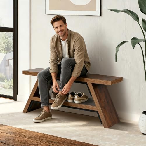 2-tier shoe storage bench, 40" solid wood entryway, package contents