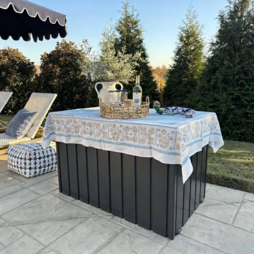 purple leaf outdoor deck box 150 gallon, waterproof shown in use