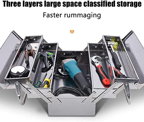 dioche metal cantilever tool box – 3-layer folding shown in use