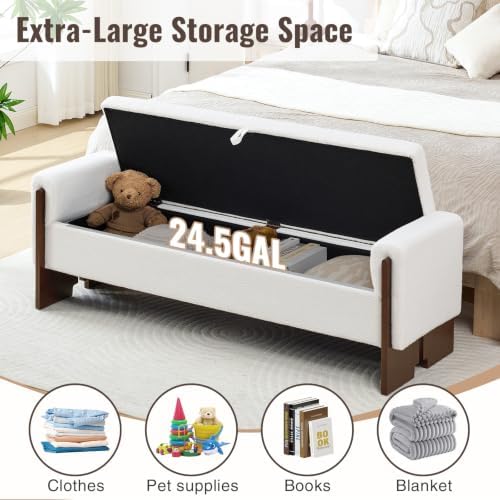 64"end of bed storage bench king size,bedroom bench, close-up detail