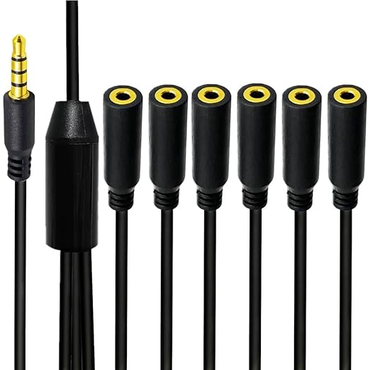 MysRuida 1.6ft 1/8” 3.5mm TRRS Extension Stereo Audio Cable, 1 Male to 6 Female - Image 2