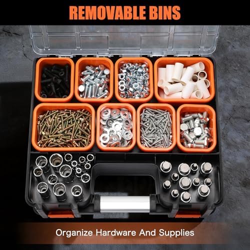 double side tool box, multi-function storage toolbox organizer on a desk or shelf