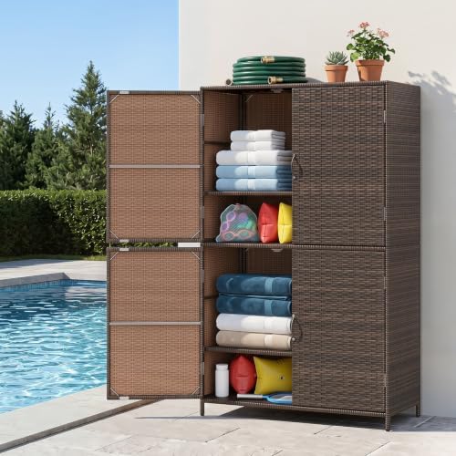 tangkula rattan outdoor storage cabinet with 2 adjustable, package contents