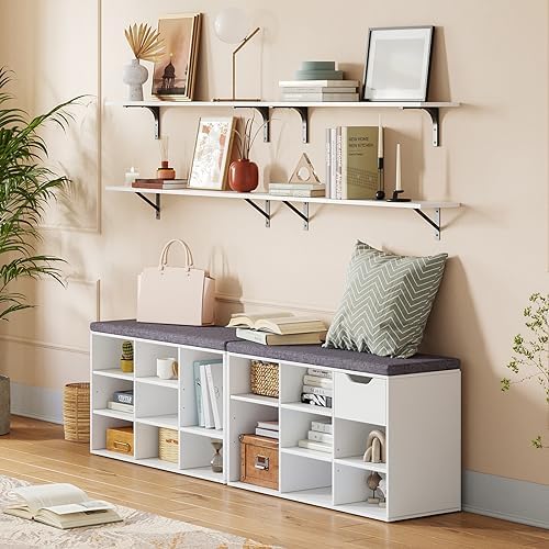 dinzi lvj shoe storage bench with cushion, 31.5" shown in use