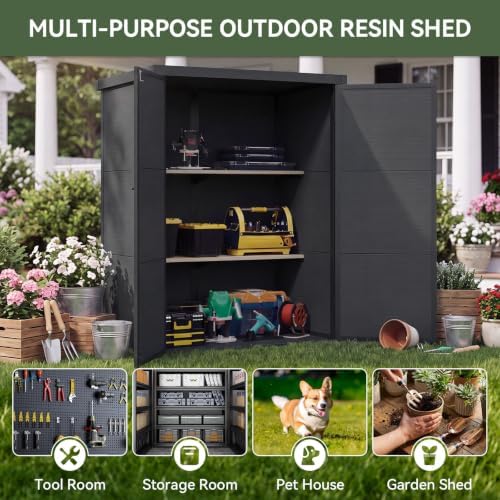 aoxun 55 cuft outdoor tall storage shed, 5×3×7ft, package contents