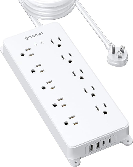 TROND Surge Protector Power Strip, Flat Plug 15ft Long Extension Cord, 10 by TRONDOfficial