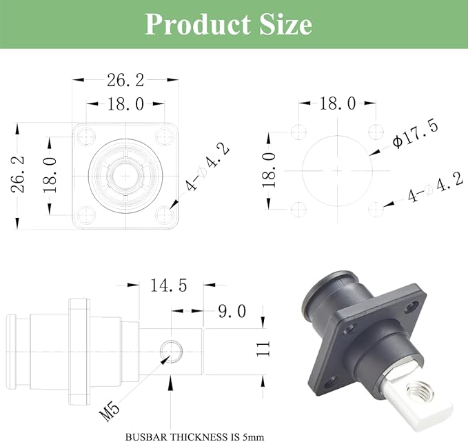 1 Set Battery Energy Storage Connector 120A 25mm² High Current HV Connectors - Image 7