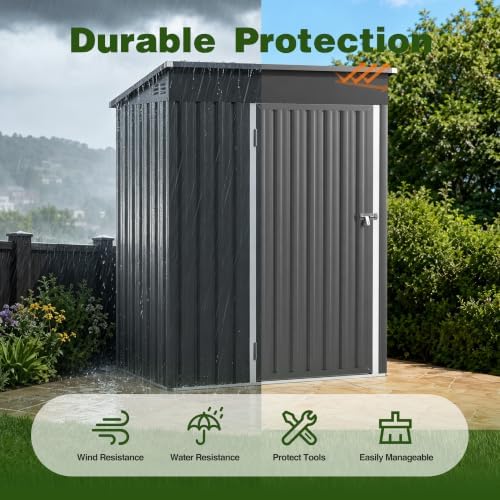 3 ft outdoor storage shed, waterproof metal garden showing dimensions