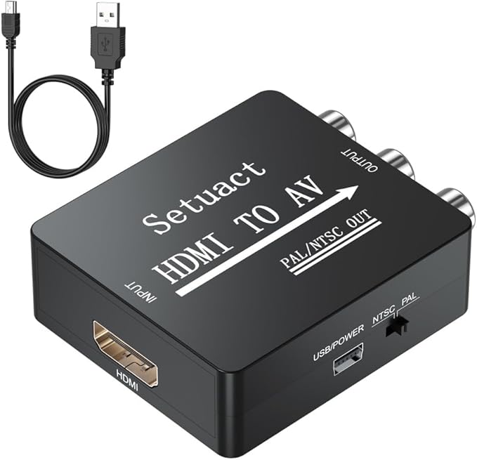 Setuact HDMI to AV Converter, HDMI to RCA Converter, Supports PAL/NTSC by Setuact