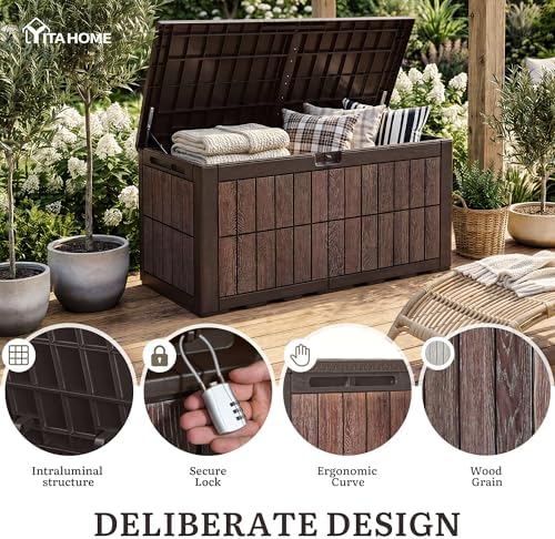 yitahome 134 gallon large deck box, side view