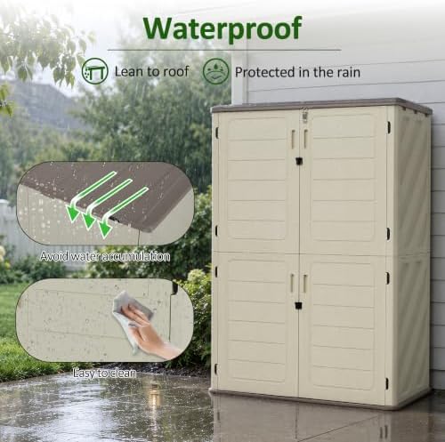 macrout 50 cu ft outdoor storage cabinet with, side view
